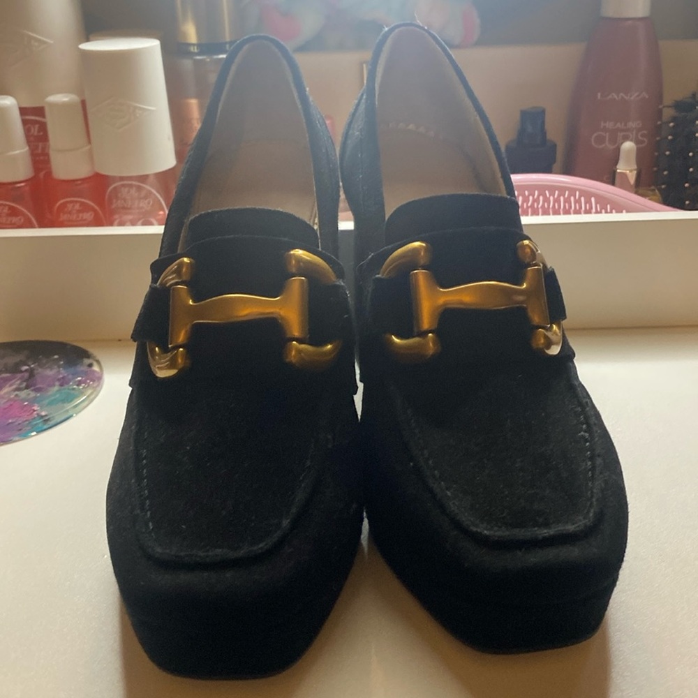 Chunky Black Suede Loafer